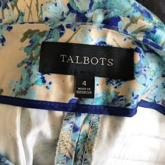 Talbots Blue Beige Floral Ankle Dress Pants - Picture 5 of 7